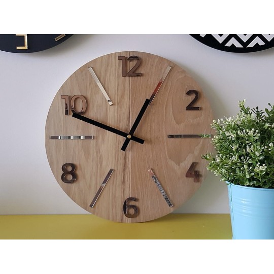 Aksel tükörhatású fa falióra 33,5 cm