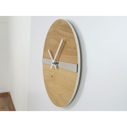 Tölgyfa falióra tükörsávval 33 cm