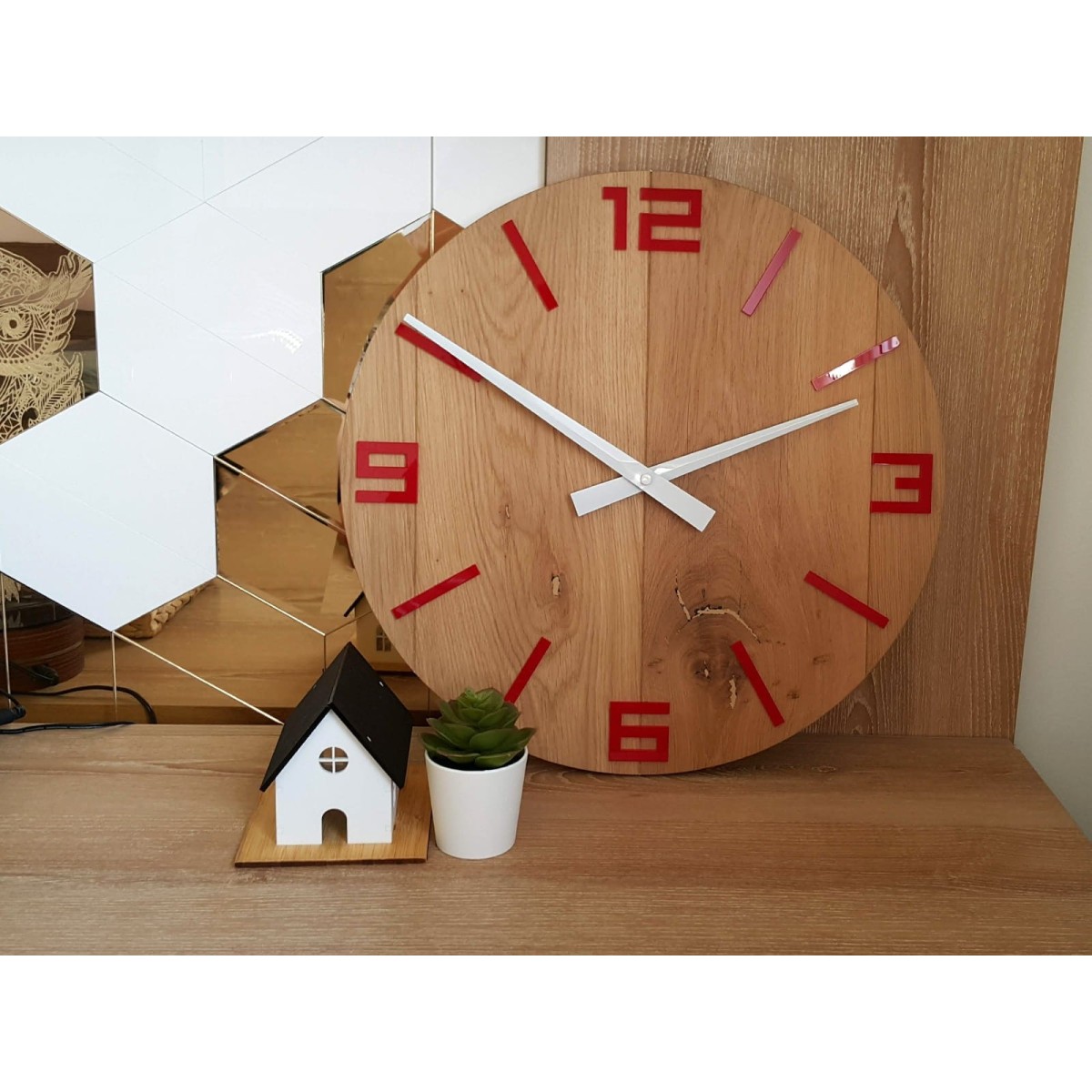 Rusztikus vörös tölgy falióra 49 cm