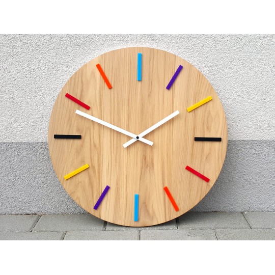 Színes tölgyfa falióra 49 cm