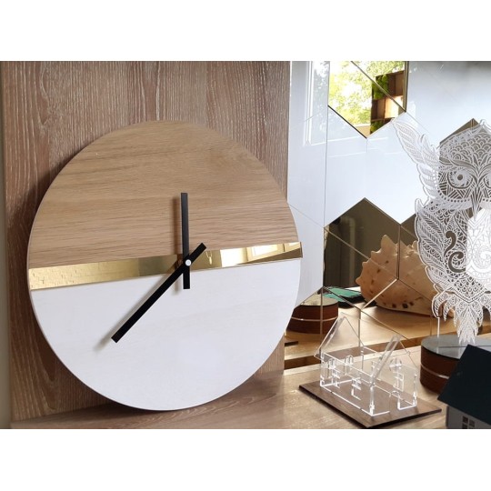 Tölgy falióra tükörrel 33 cm
