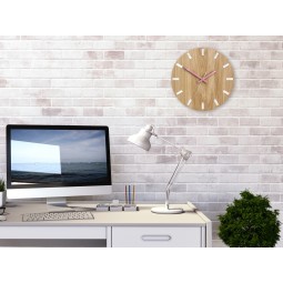 SIMPLE tölgyfa falióra - fehér/rózsaszín 33 cm