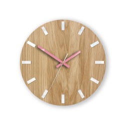 SIMPLE tölgyfa falióra - fehér/rózsaszín 33 cm