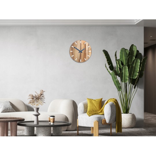Diófa falióra SIMPLE - fehér/kék 33 cm
