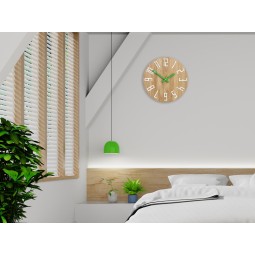 Egyedi fa SLIM falióra zöld 33 cm