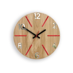 Időtlen fa falióra AKSEL MIRROR - piros 33 cm