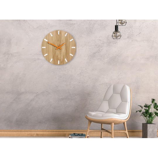 Fa falióra SLIM fehér-narancssárga 33 cm