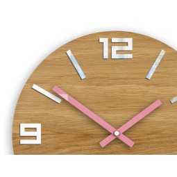 Modern fából készült óra ARABIC - fehér/rózsaszín 33 cm