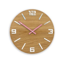 Modern fából készült óra ARABIC - fehér/rózsaszín 33 cm