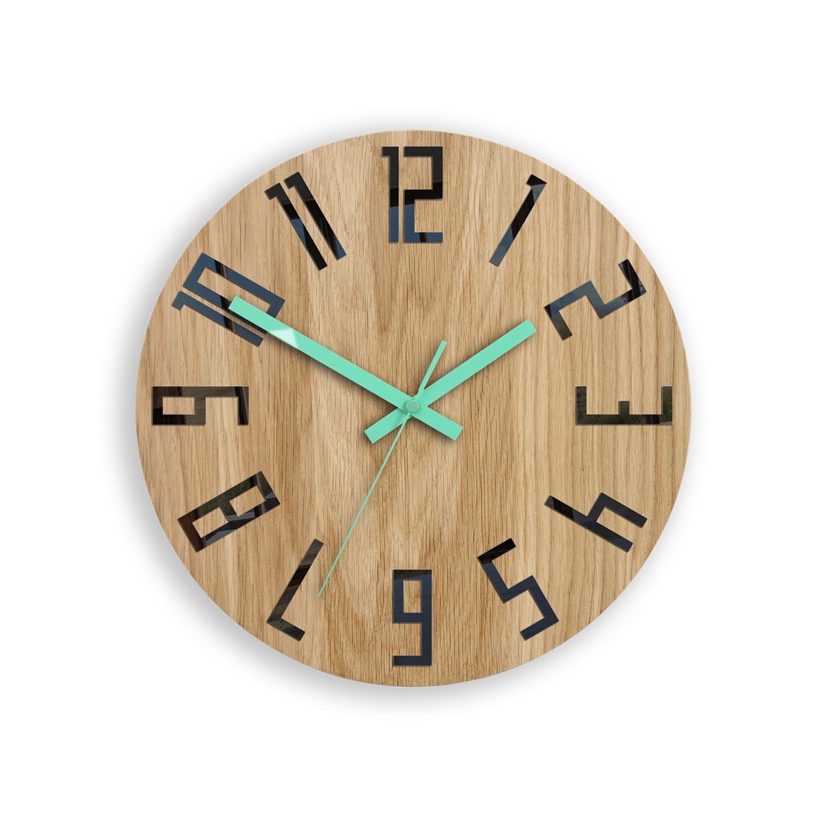Tölgy falióra SLIM- fekete/mint 33 cm