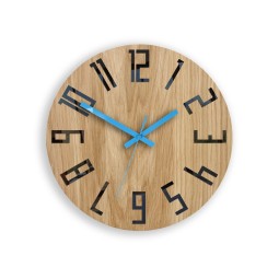 Tölgyfa falióra SLIM - fekete/kék 33 cm