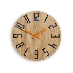 Tölgy falióra SLIM - fekete/narancssárga 33 cm