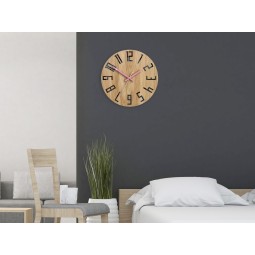 Tölgyfa falióra SLIM - fekete/rózsaszín 33 cm