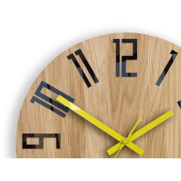 Tölgyből készült falióra SLIM- fekete/sárga 33 cm