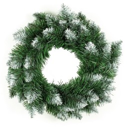 Fehér ágakkal díszített karácsonyi ajtókoszorú