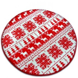 Modern, piros karácsonyi mintájú szőnyeg