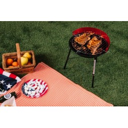 Piros kerti kör alakú faszénes grill 41x33,5x46,5 cm
