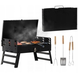 Hordozható túragrill tartozékokkal 44x23x48 cm