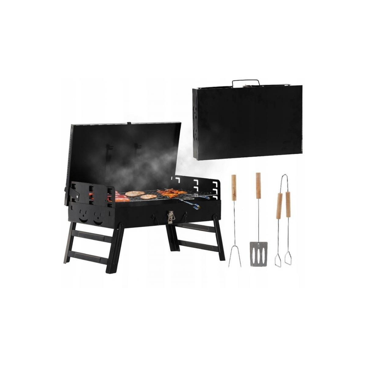 Hordozható túragrill tartozékokkal 44x23x48 cm
