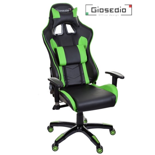 Zöld színű, állítható háttámlájú gamer székek