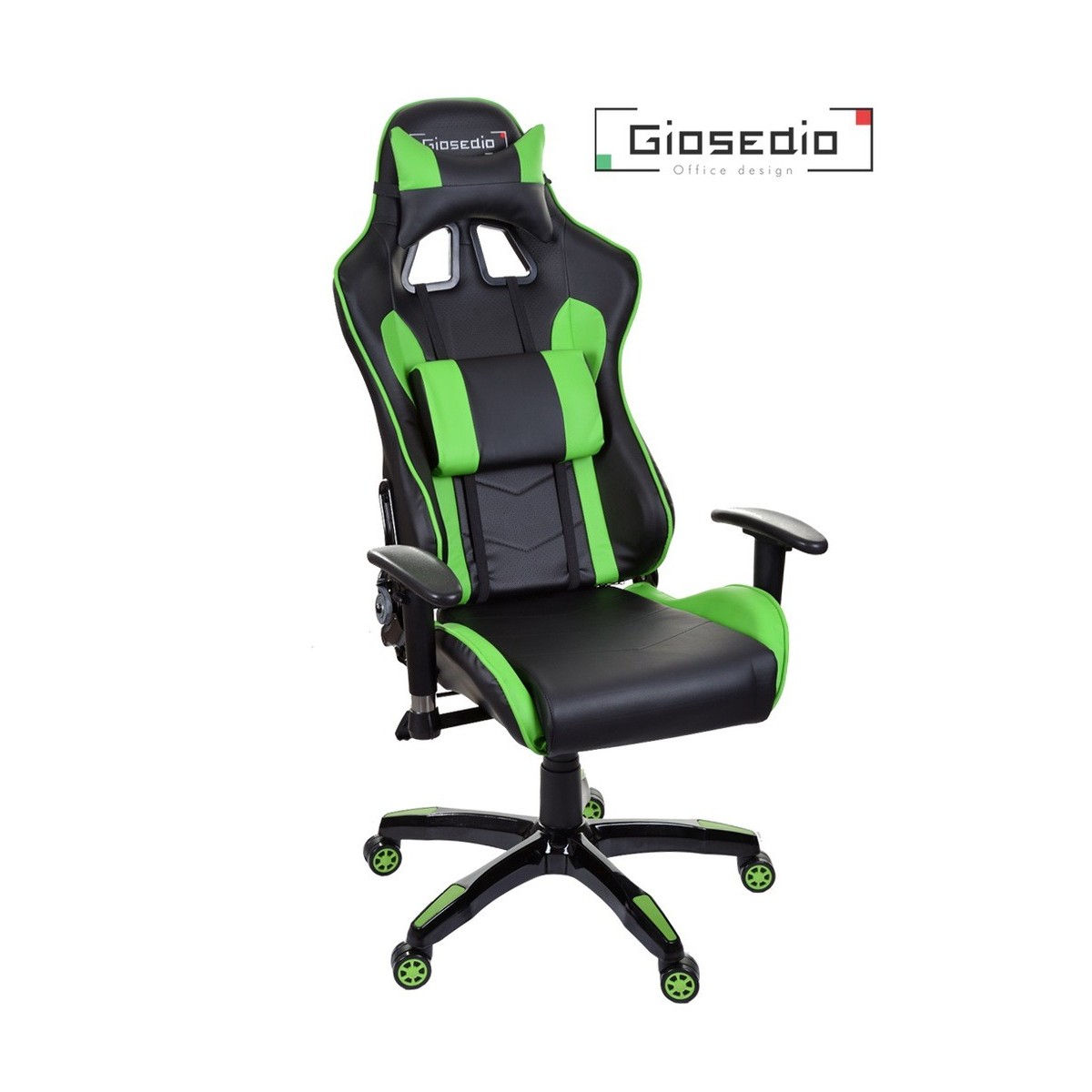 Zöld színű, állítható háttámlájú gamer székek