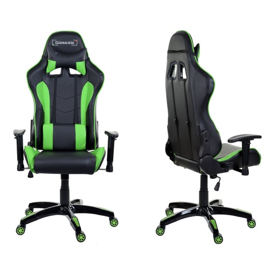 Zöld színű, állítható háttámlájú gamer székek
