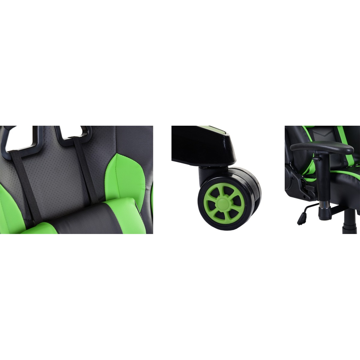 Zöld színű, állítható háttámlájú gamer székek